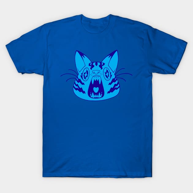 Sparkle Cat (blue) T-Shirt by huzzahdave